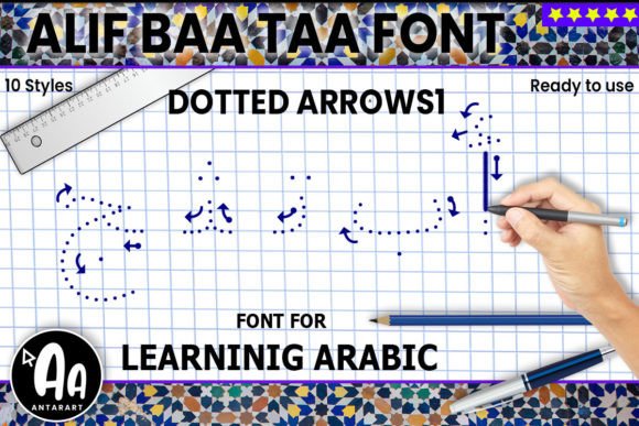 Alif Baa Taa Dotted Arrows One: A Handwritten Arabic Font for Modern Editorial Design