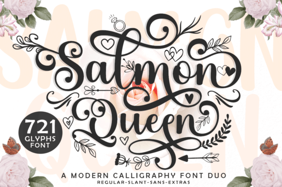 Salmon Queen Duo: A Stylish Script & Sans Serif Font for Modern Editorial Design